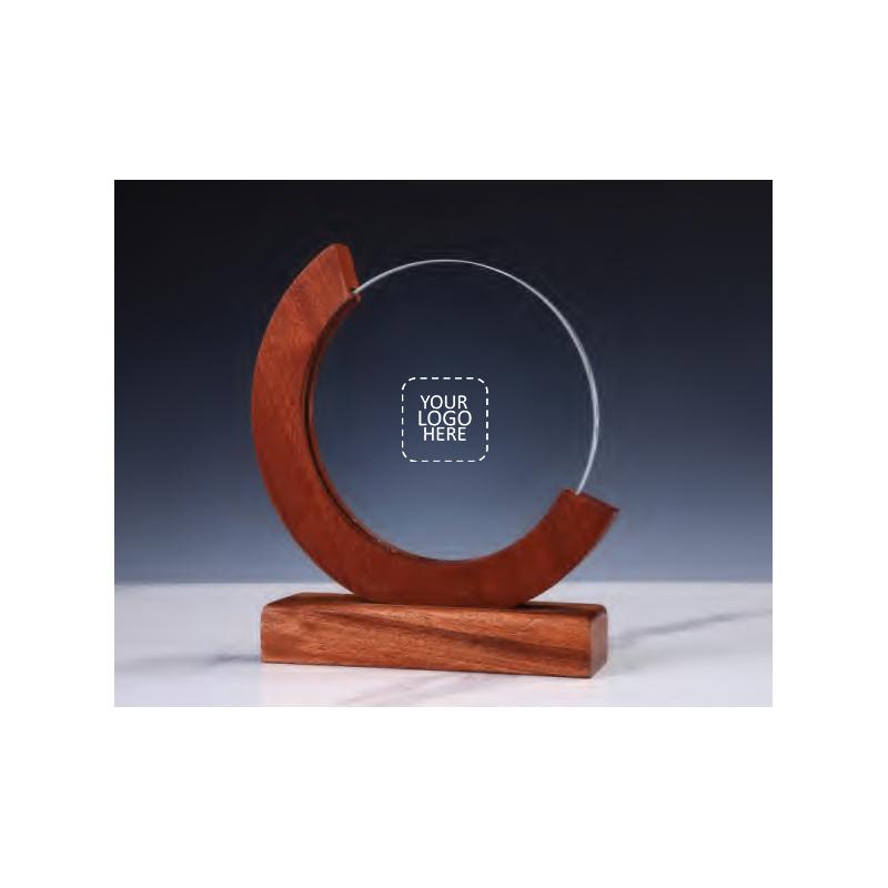 175*170*45mm Crystal and Wood Award With Logo